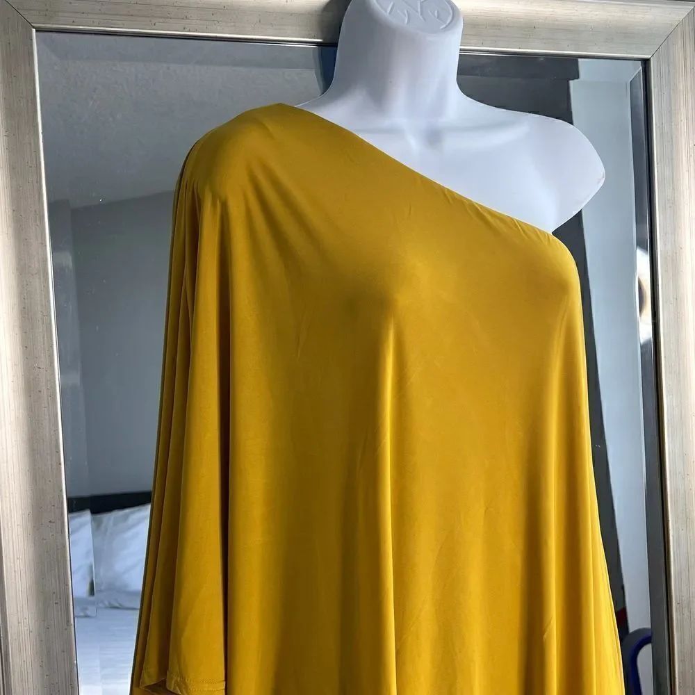 NASTYGAL Collection Double Layer Dress One Shoulder Mustard ColorSize 0 - Picture 4 of 12